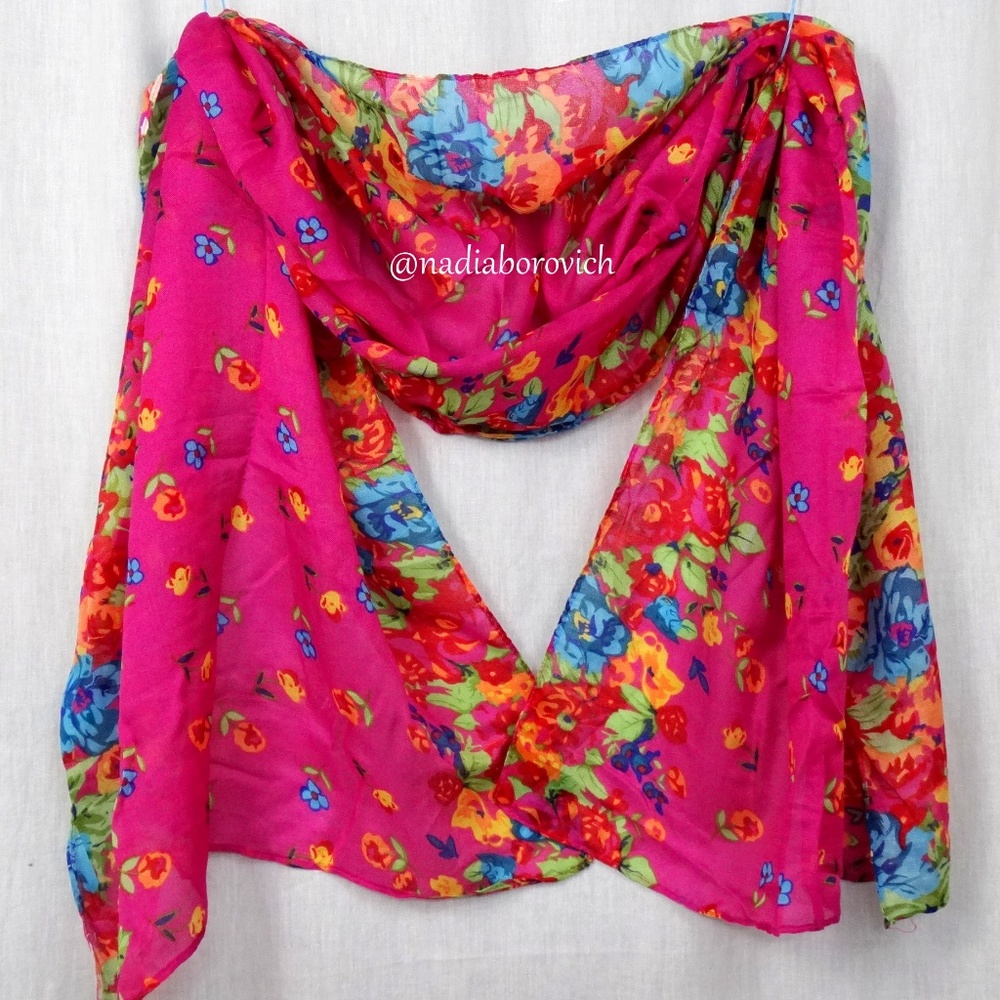 Floral Pink Soft Scarf Wrap Shawl Stole